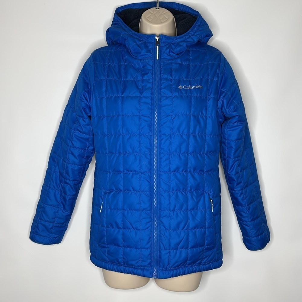Columbia Dark Blue Fleece Lined Jacket, size large